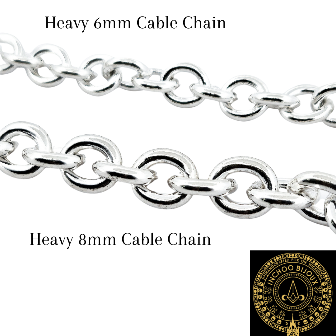 Heavy 6mm Cable Bracelet in Sterling Silver Chain