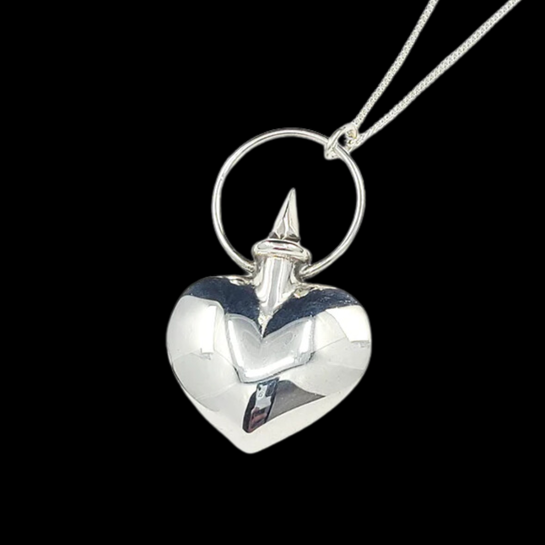 Silver Heart Urn Vial Pendant – Inchoo Bijoux - Main Image