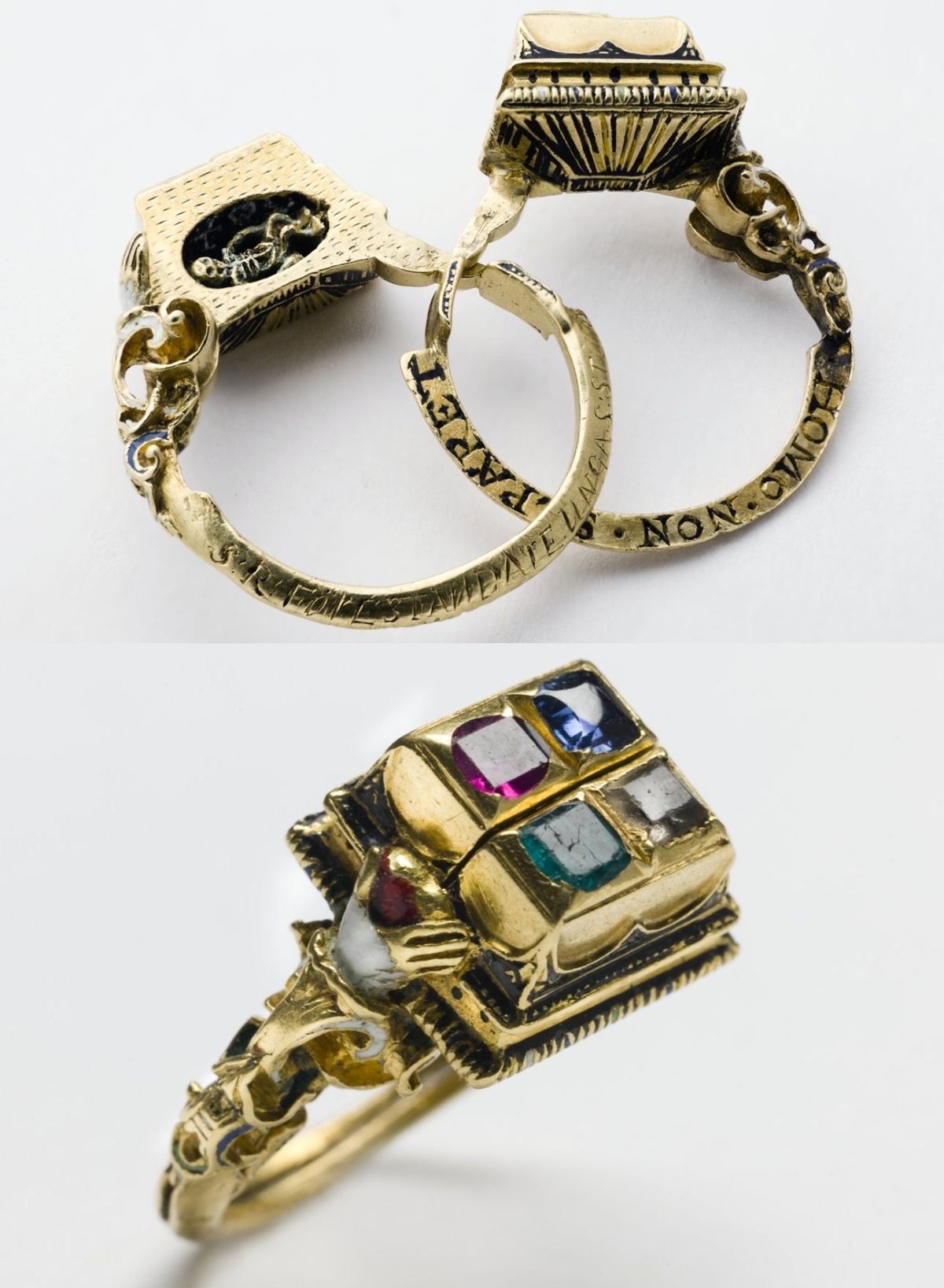 Collection of In Life and Death - Signet Ring Sterling Silver Hidden Skeleton Ring - Inchoo Bijoux in a gallery layout