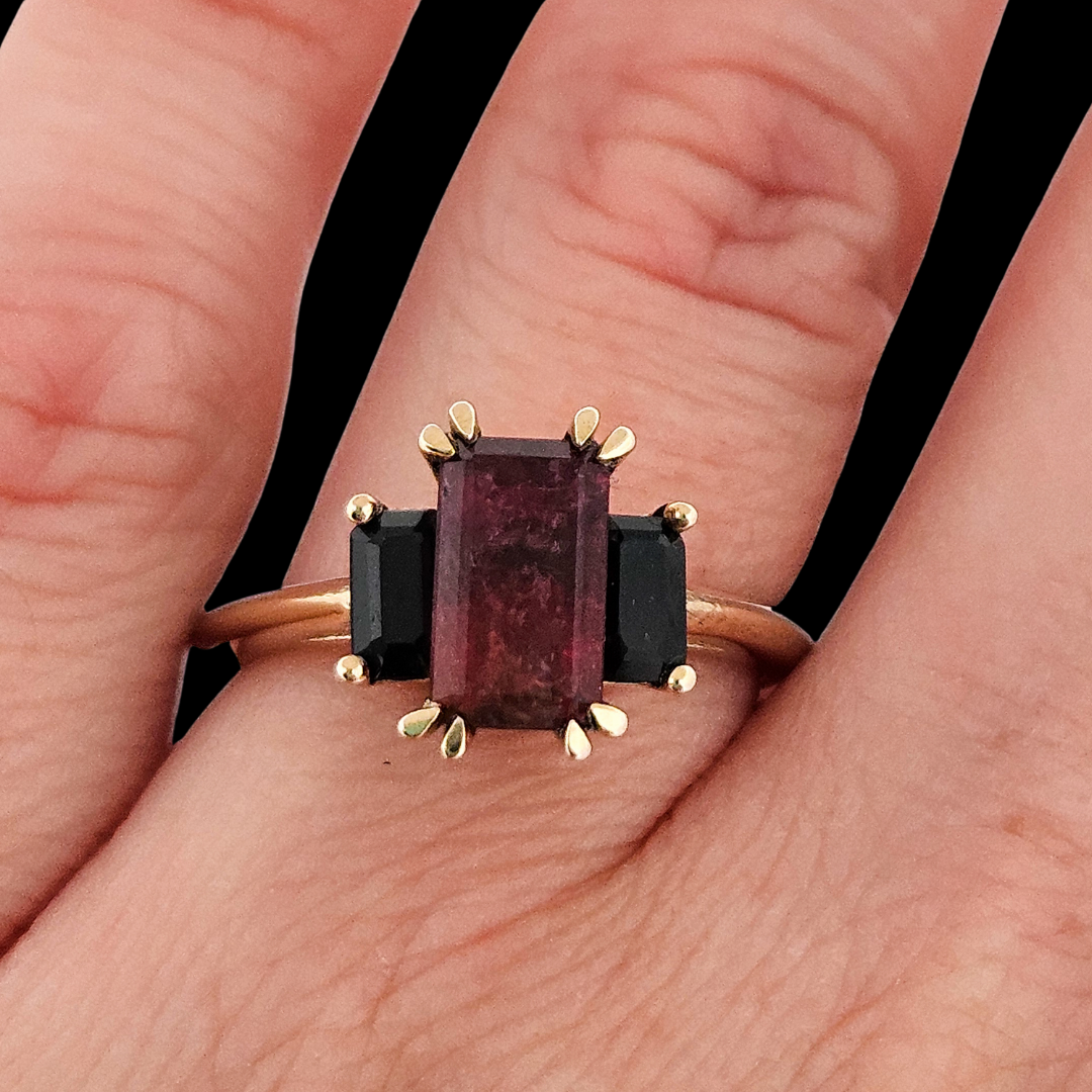 Sacred Church Ring - Watermelon and Black Tourmaline – Inchoo Bijoux