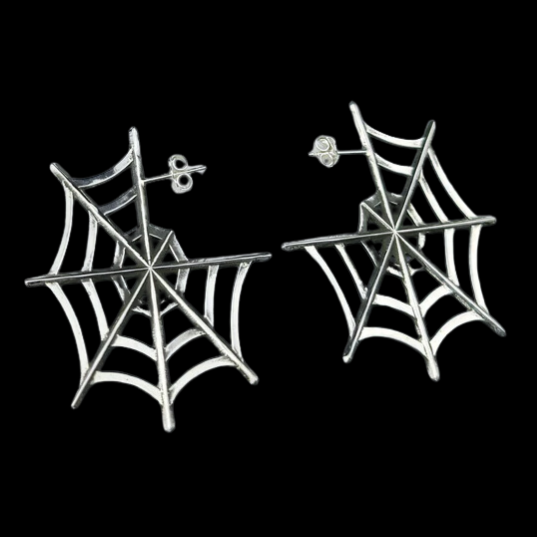 Collection of Boucles d'oreilles créoles argentées Big Spider Web in a gallery layout