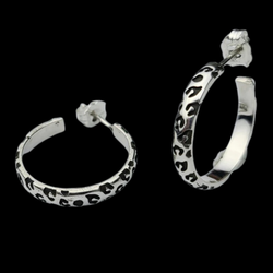 Collection of Thin Leopard Print Hoop Earrings in a gallery layout