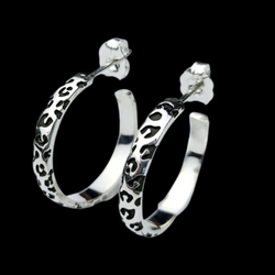 Collection of Thin Leopard Print Hoop Earrings in a gallery layout