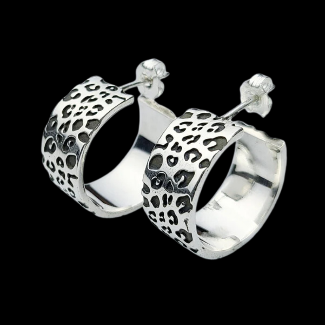 Collection of Large Wide Leopard Print Hoops in a gallery layout