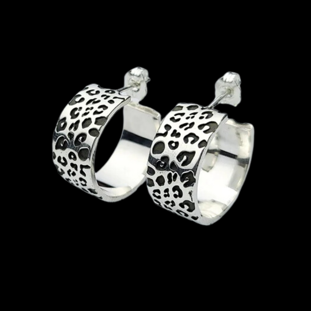 Collection of Large Wide Leopard Print Hoops in a gallery layout