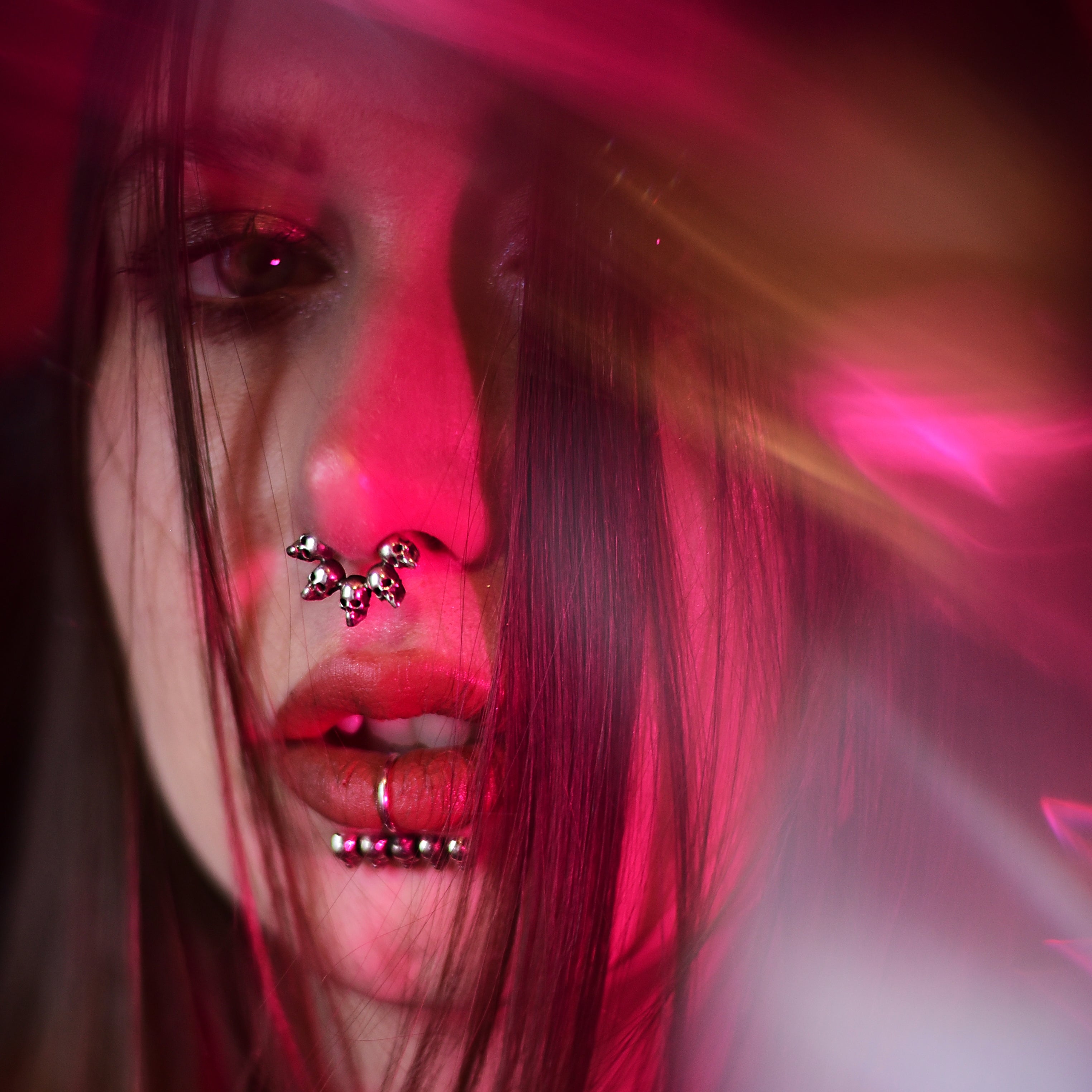 Collection of 5 Skull Silver Septum Ring in a gallery layout