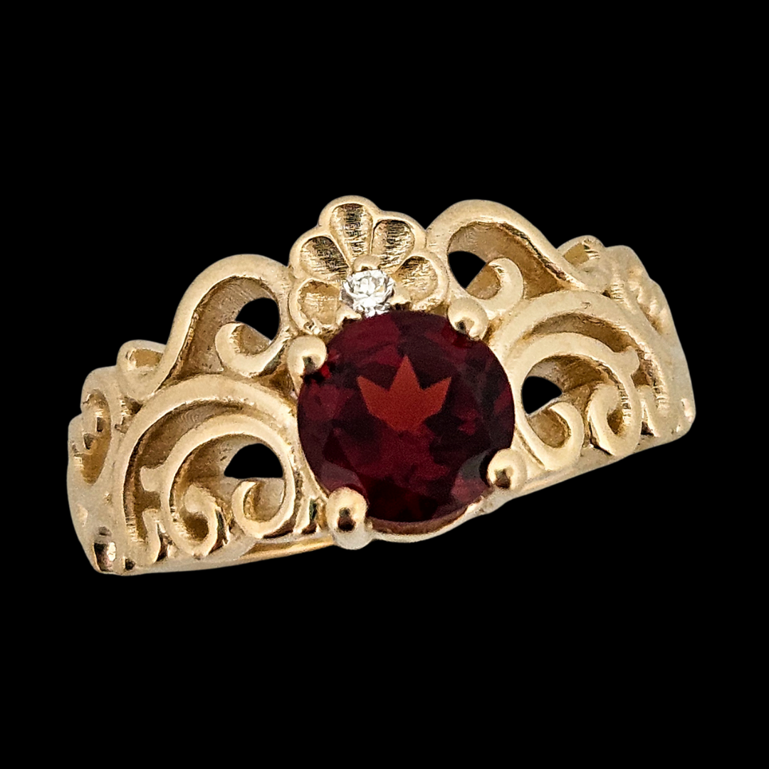 Collection of SheShell Ring - Garnet, Diamond and Gold - Inchoo Bijoux in a gallery layout