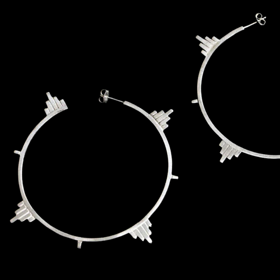 Collection of Big Celestial Hoop Architectural Earrings in a gallery layout