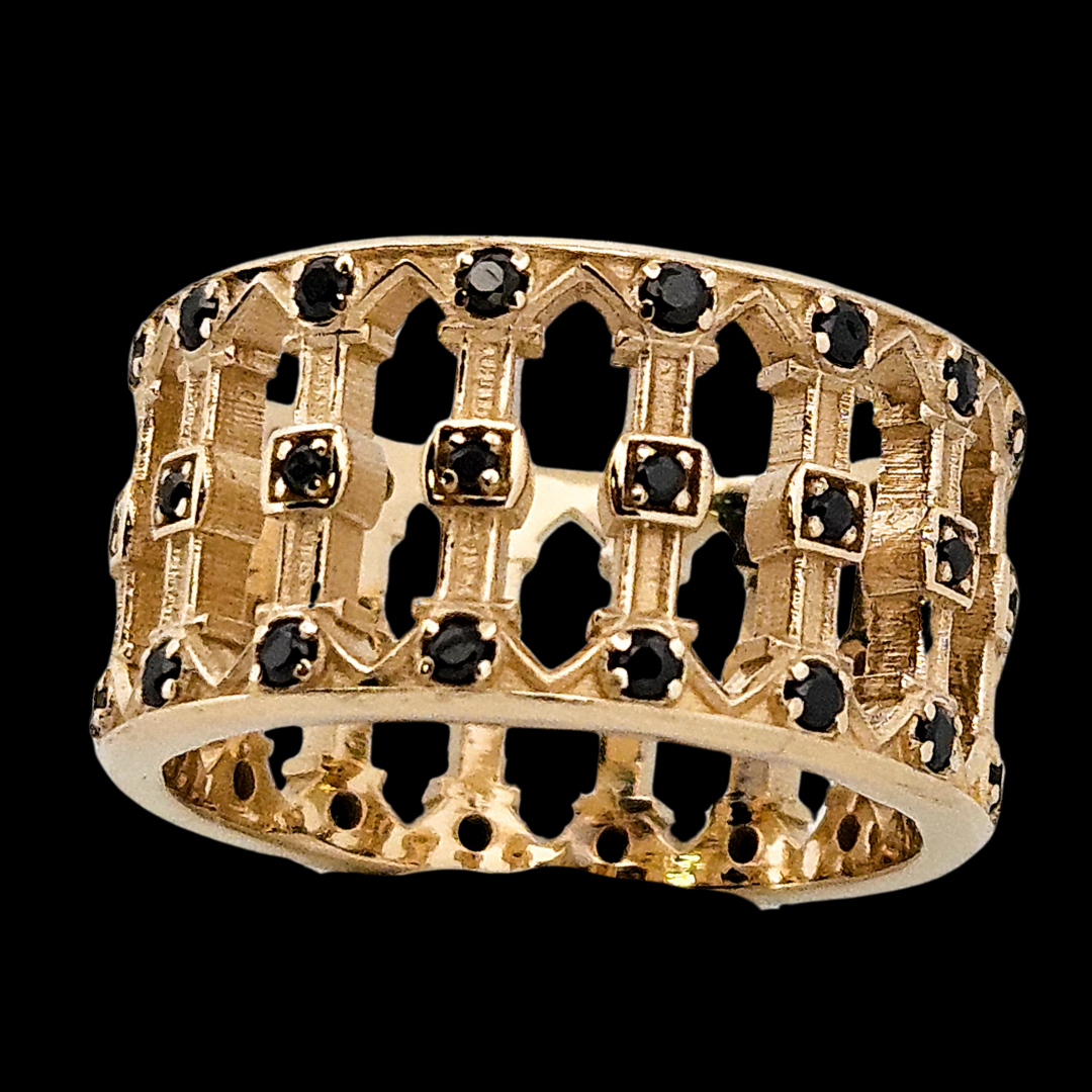 Collection of Pillars - Gold and Black Diamonds Ring in a gallery layout