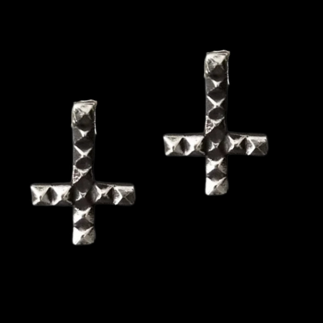 Collection of Inverted Studded Cross Small Earrings in a gallery layout