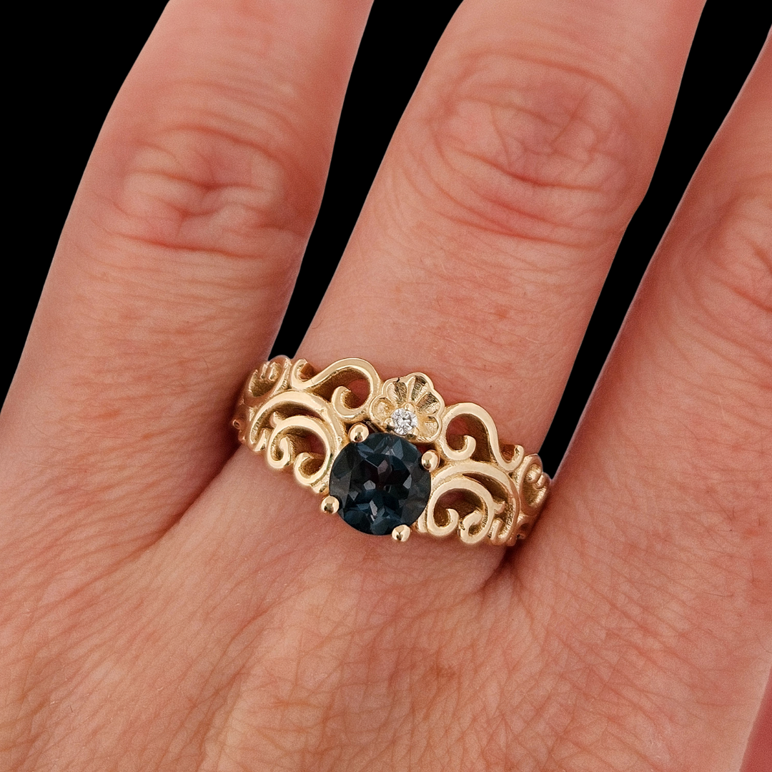 Collection of SheShell Ring - London Blue Topaz, Diamond and Gold - Inchoo Bijoux in a gallery layout