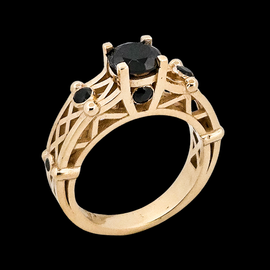 Collection of Victoria - Gold and Black Diamond Ring in a gallery layout