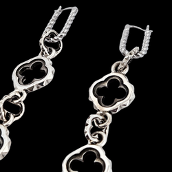 Collection of Quatre foils Dangling Silver Earrings in a gallery layout