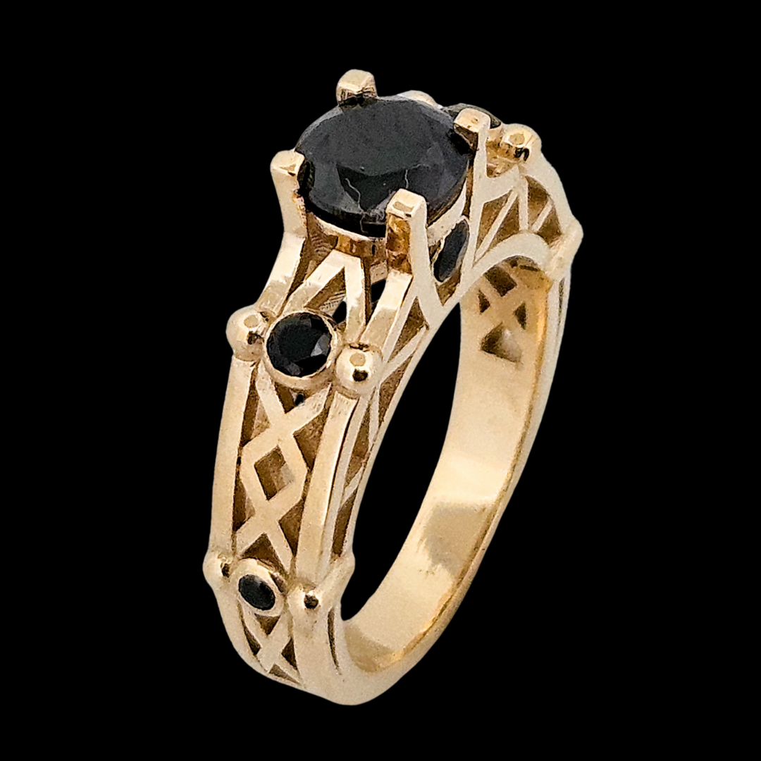 Collection of Victoria - Gold and Black Diamond Ring in a gallery layout