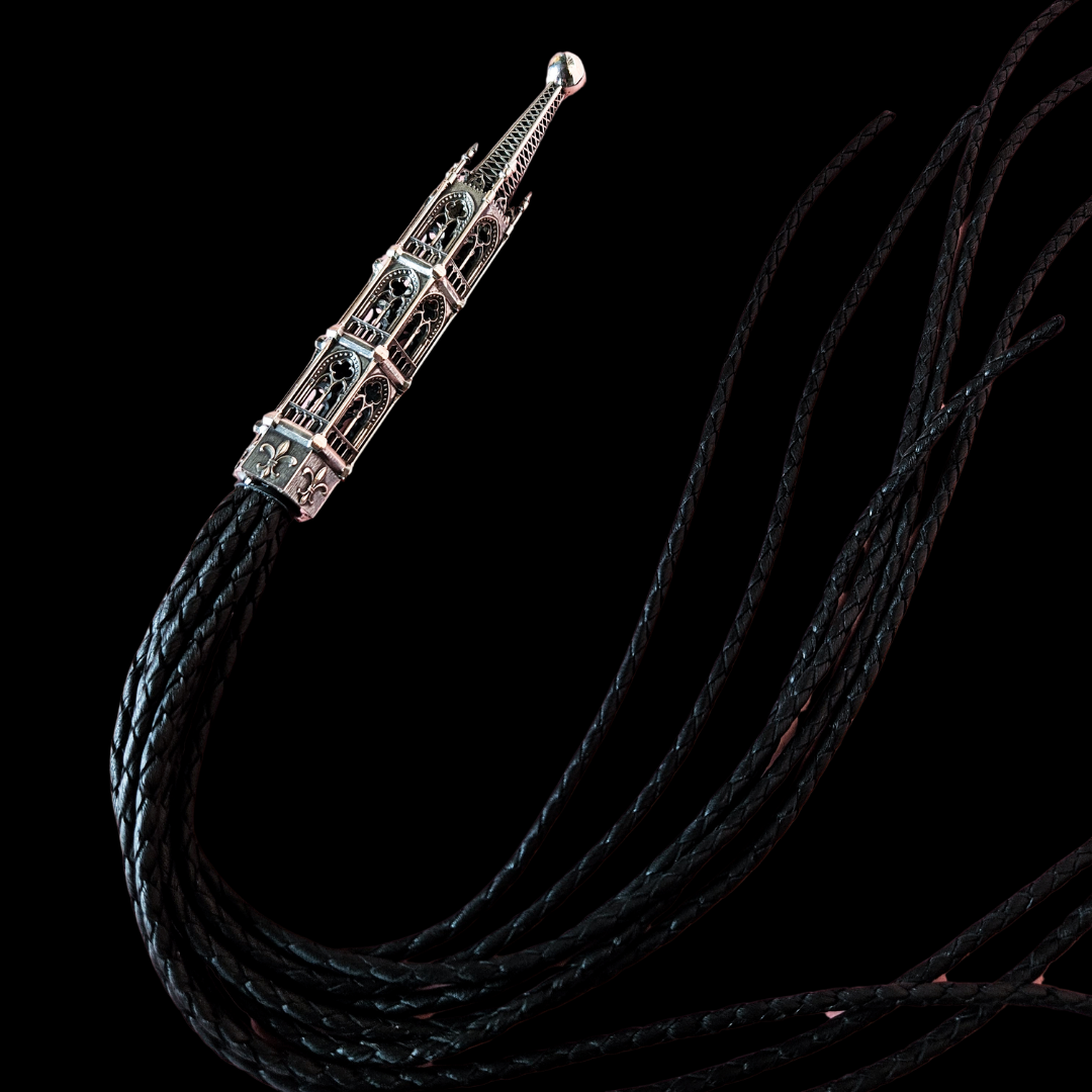 Collection of Ornate Gothic Cathedral Flogger in Sterling Silver and Premium Leather in a gallery layout