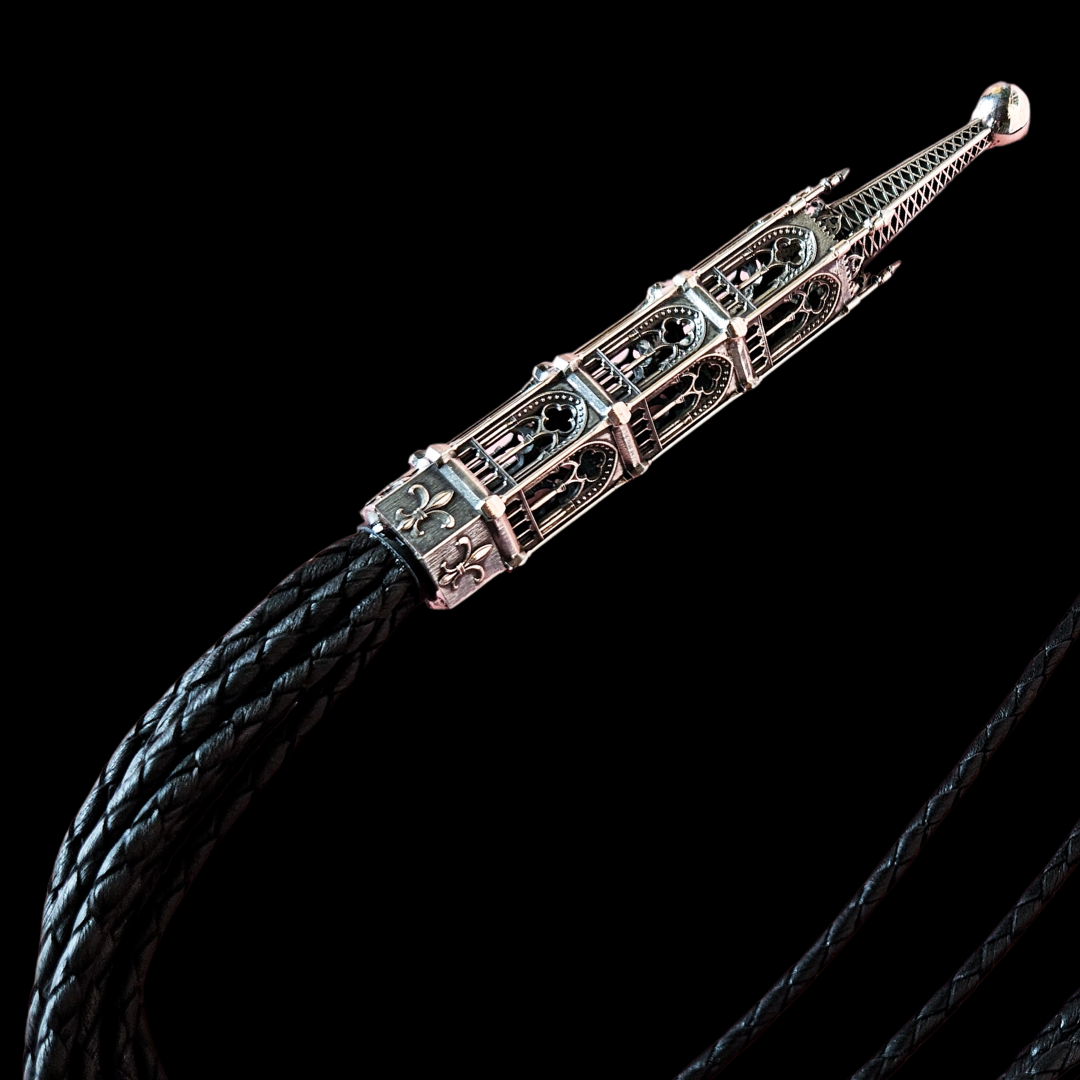 Collection of Ornate Gothic Cathedral Flogger in Sterling Silver and Premium Leather in a gallery layout