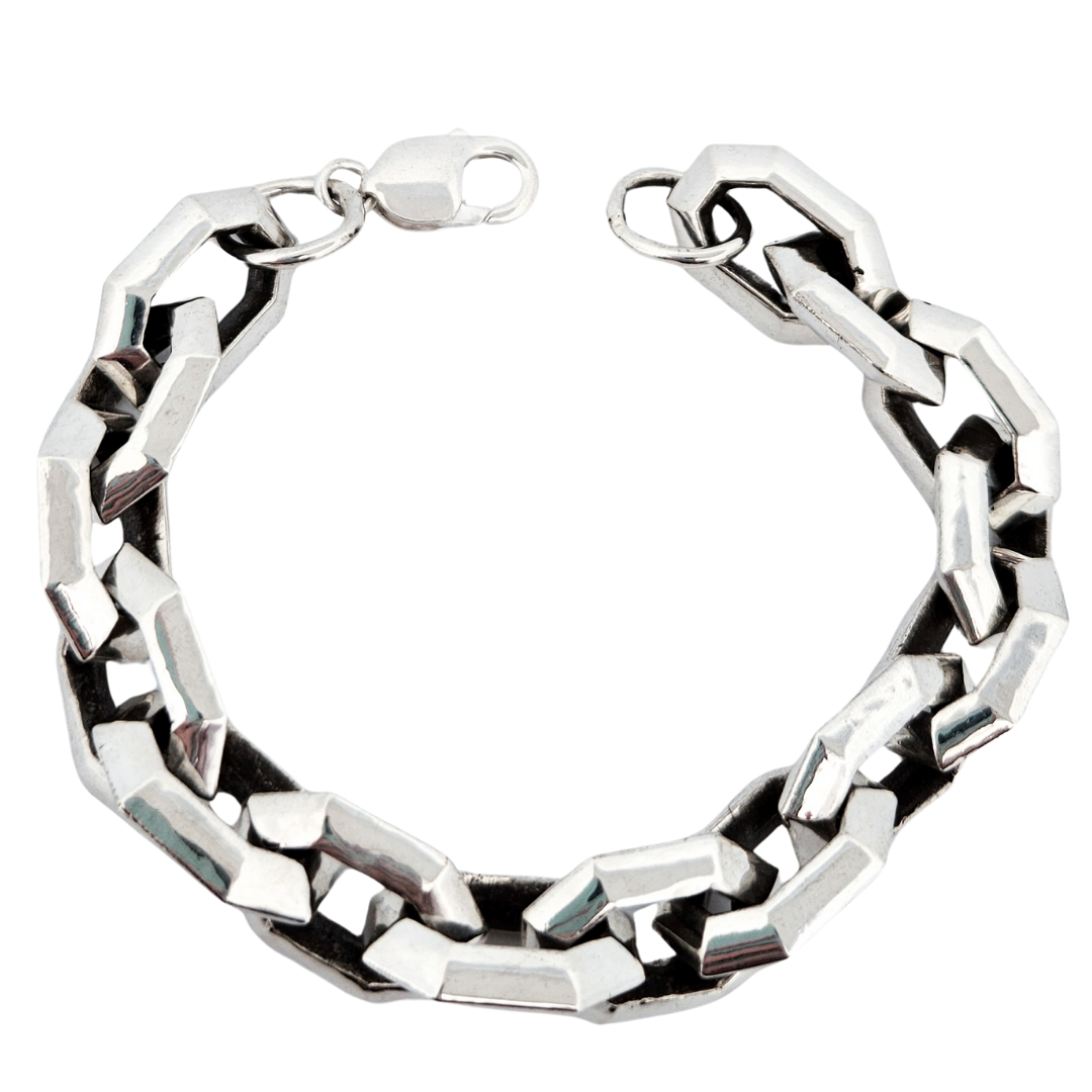 Collection of Bulky Heavy Edge Bracelet Sterling Silver in a gallery layout