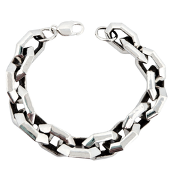 Collection of Bulky Heavy Edge Bracelet Sterling Silver in a gallery layout