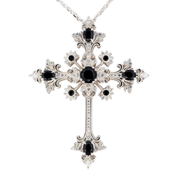 Collection of Divine Martyr Big Cross Necklace White Gold & Diamonds in a gallery layout