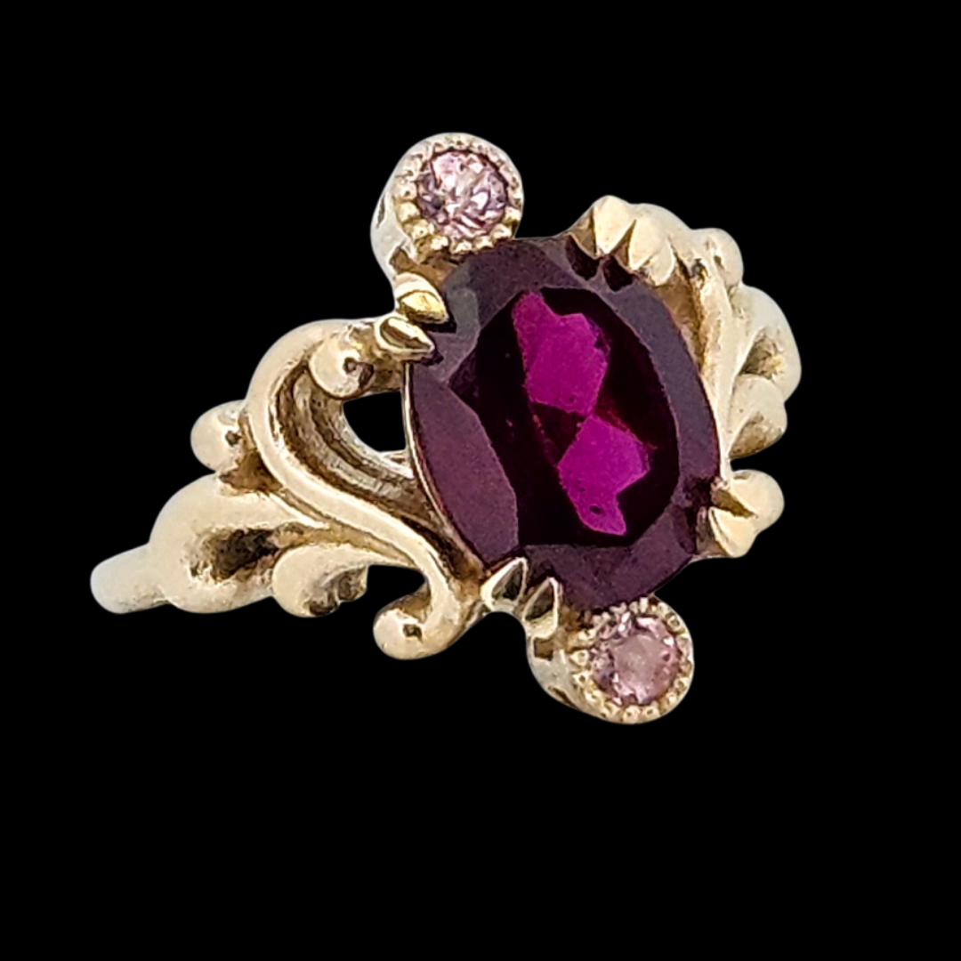 Collection of Baroque Dream Ring - Gold, Rhondolite Garnet & Color Change Gems in a gallery layout
