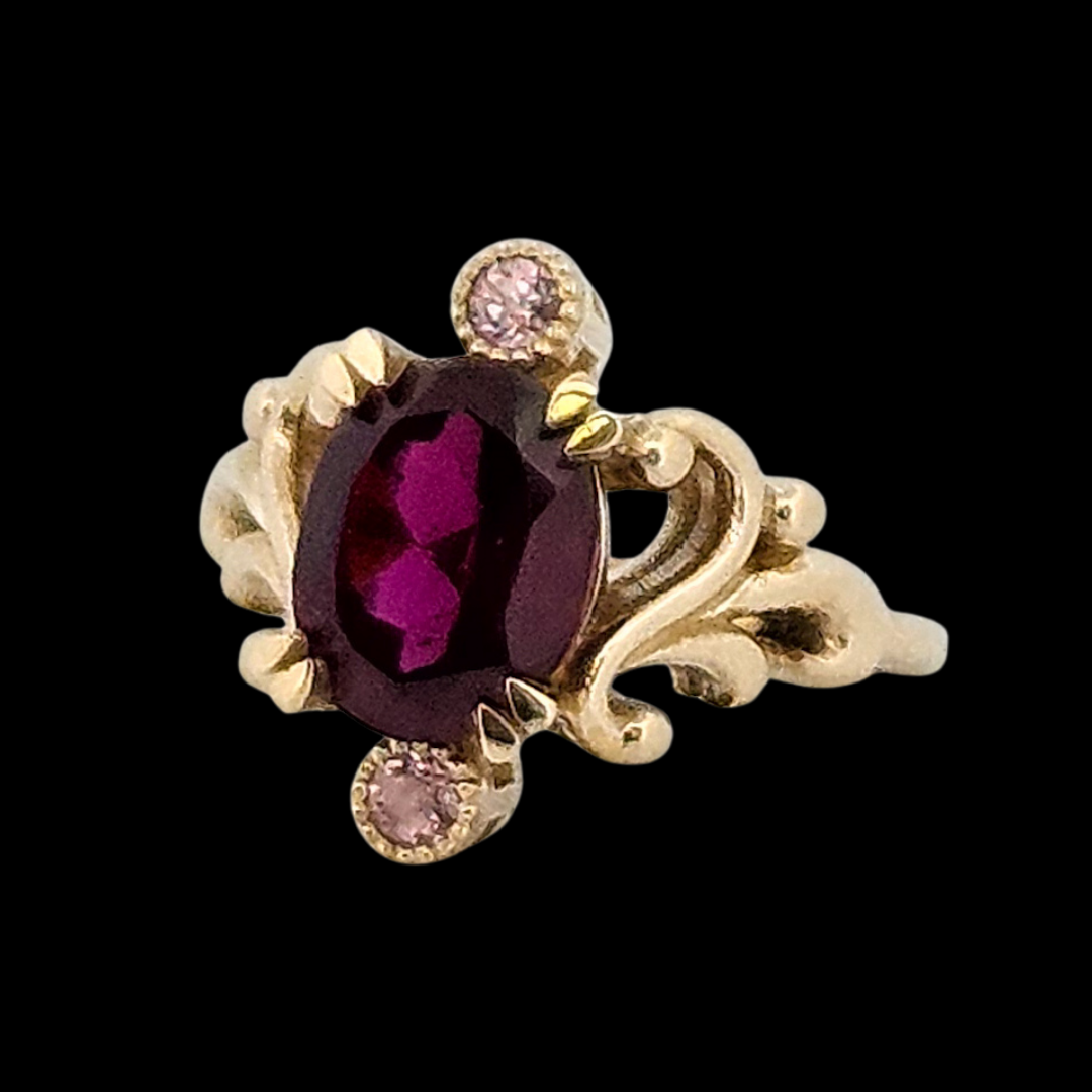 Collection of Baroque Dream Ring - Gold, Rhondolite Garnet & Color Change Gems in a gallery layout
