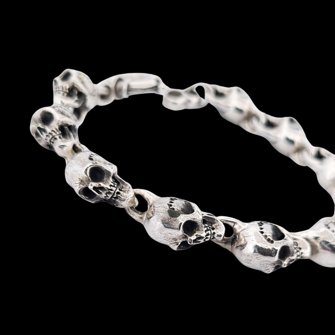 Collection of Solid Heavy Skull Bracelet in a gallery layout