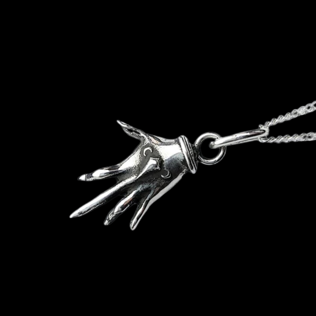 Collection of Small Silver Palmistry Hand Pendant in a gallery layout