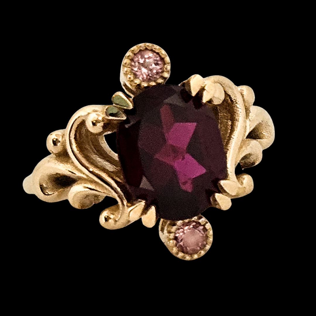 Collection of Baroque Dream Ring - Gold, Rhondolite Garnet & Color Change Gems in a gallery layout