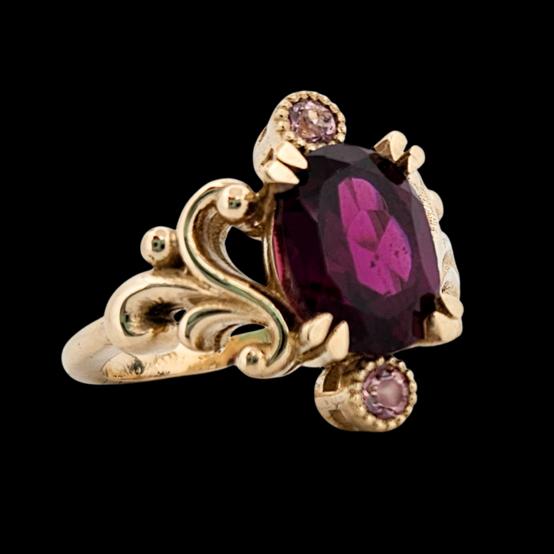 Collection of Baroque Dream Ring - Gold, Rhondolite Garnet & Color Change Gems in a gallery layout
