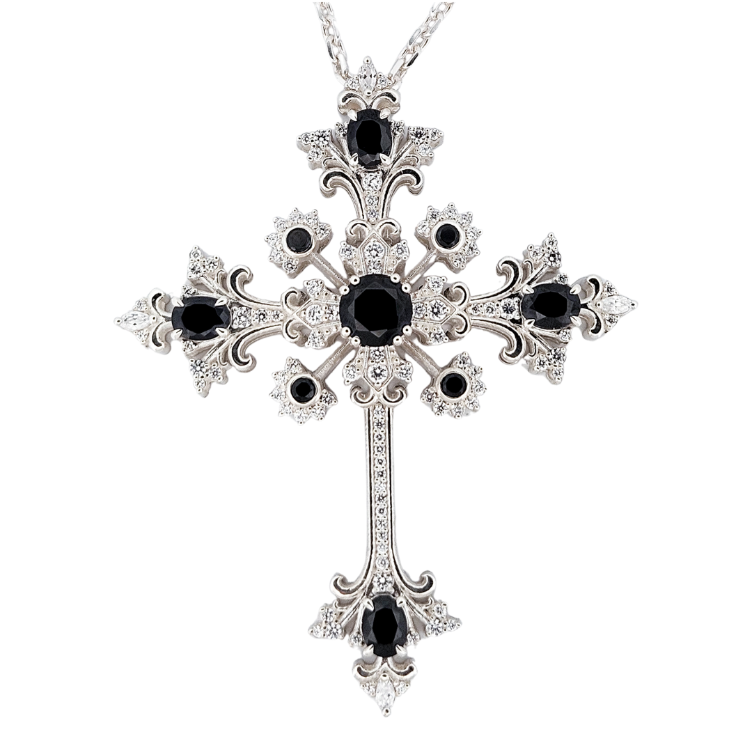 Collection of Divine Martyr Big Cross Necklace White Gold & Diamonds in a gallery layout