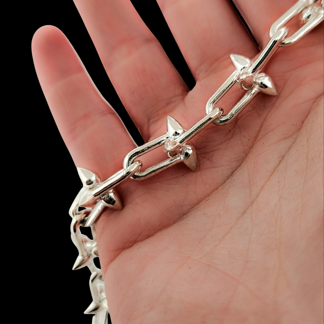 Collection of Studded U-Link Spiky Bracelet - Sterling Silver in a gallery layout