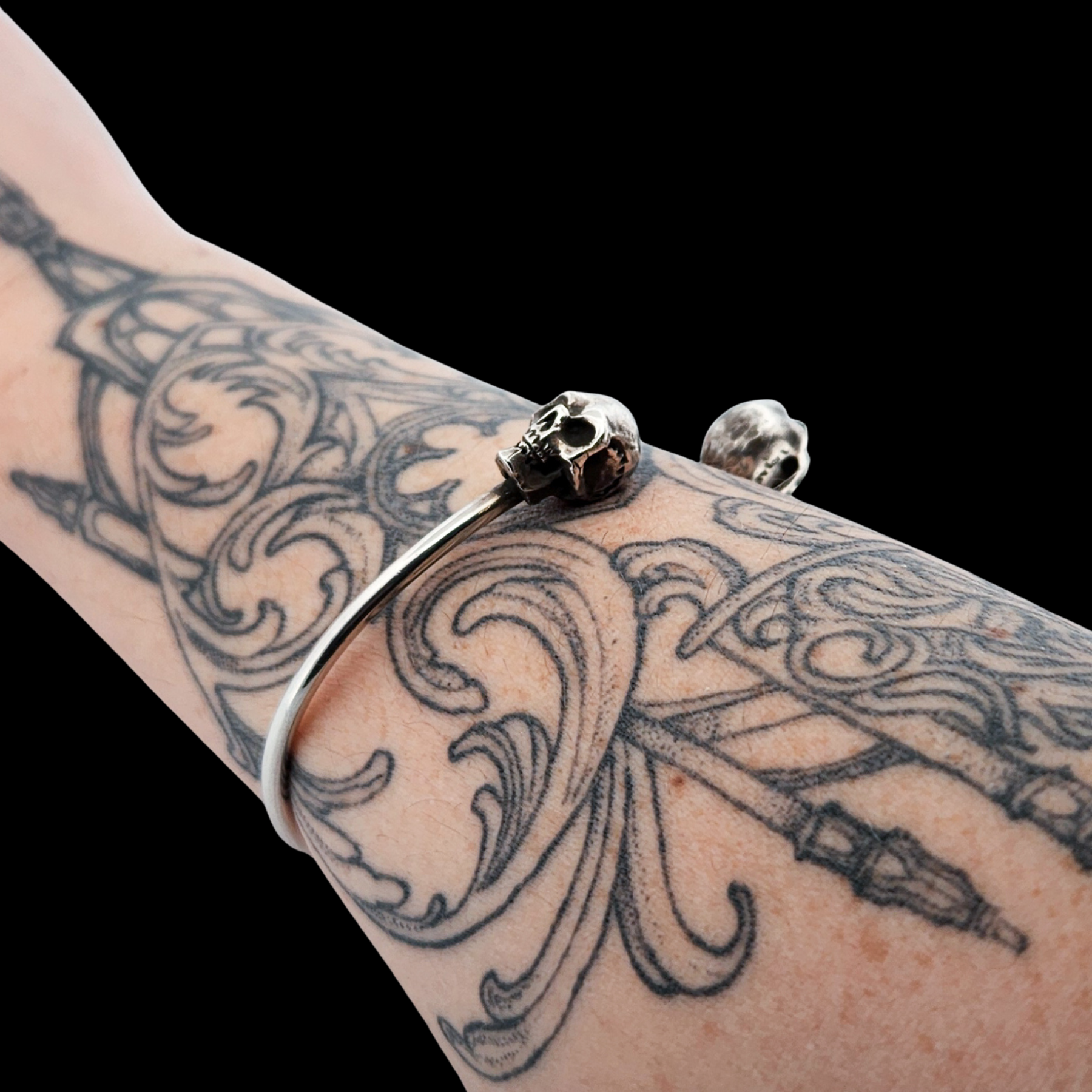Collection of Sterling Silver Open Adjustable Skull Bracelet - Inchoo Bijoux in a gallery layout