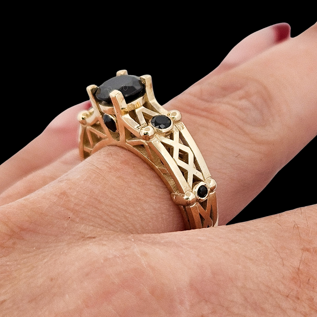 Collection of Victoria - Gold and Black Diamond Ring in a gallery layout