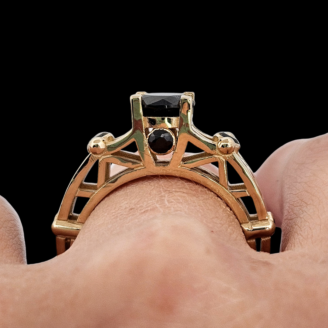 Collection of Victoria - Gold and Black Diamond Ring in a gallery layout