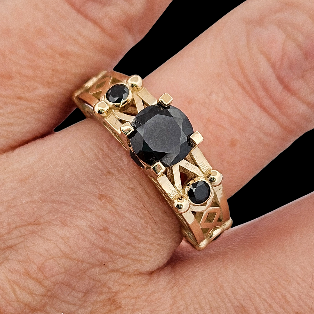 Collection of Victoria - Gold and Black Diamond Ring in a gallery layout