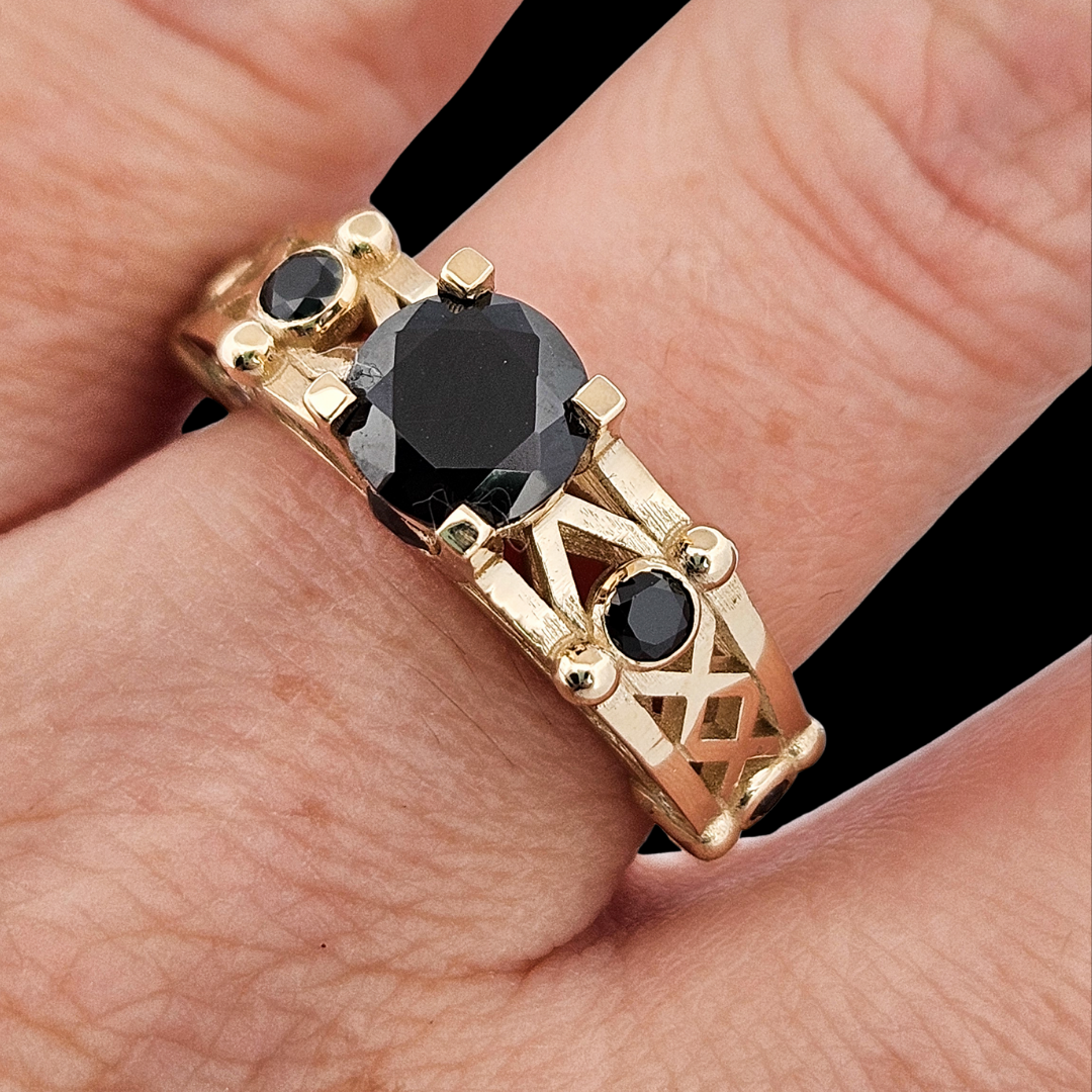 Collection of Victoria - Gold and Black Diamond Ring in a gallery layout