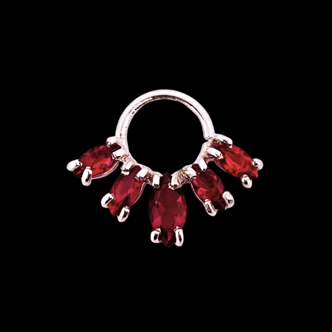 Collection of Vibrant Red Septum Piercing Marquise in a gallery layout