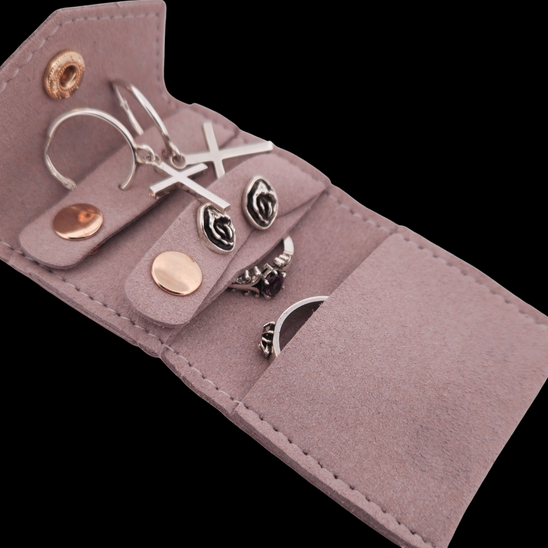 Collection of Small Micro Fiber Soft Jewelry Travel Case in a gallery layout