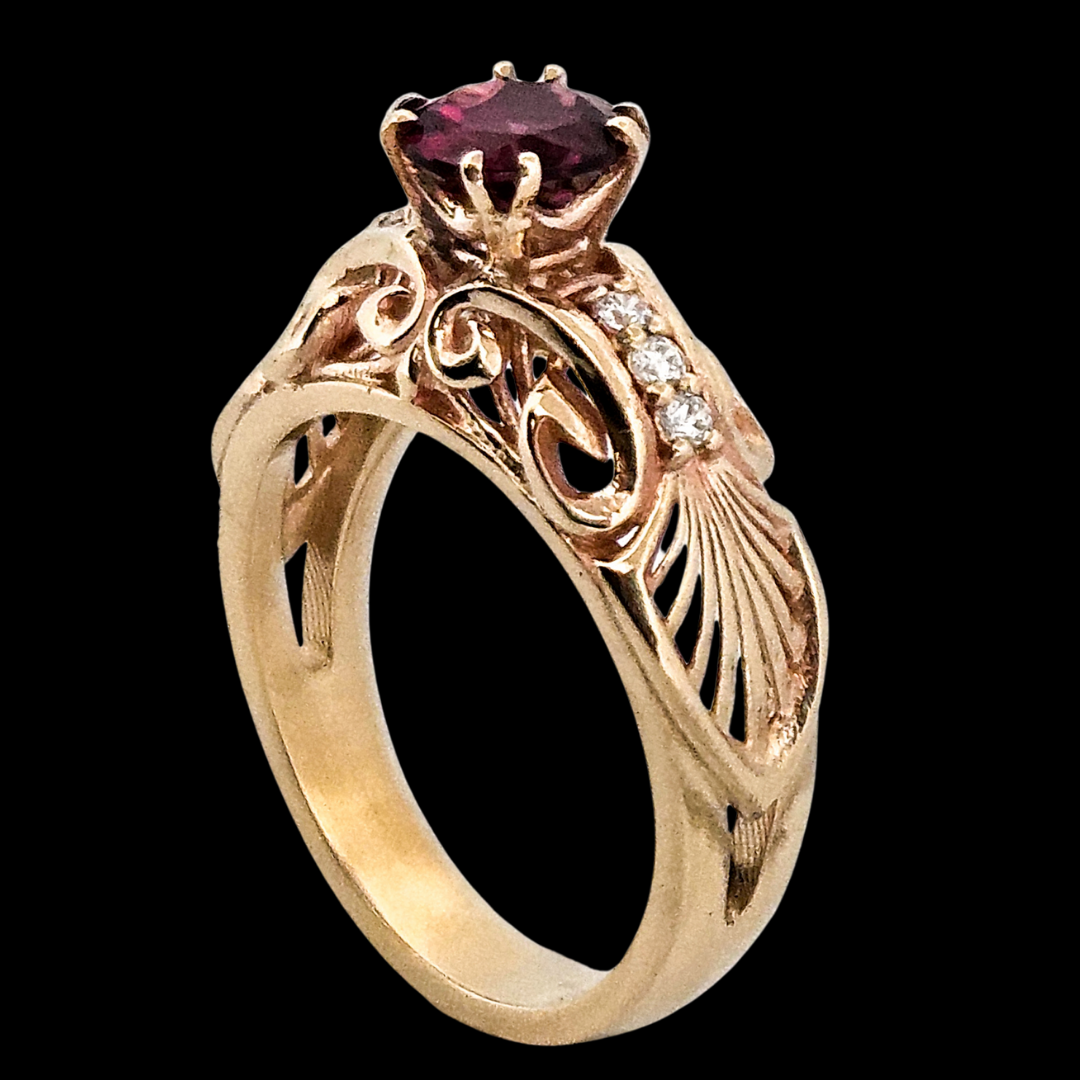 Collection of The Edwardian Ring - Gold, Diamonds and Garnet - Inchoo Bijoux in a gallery layout