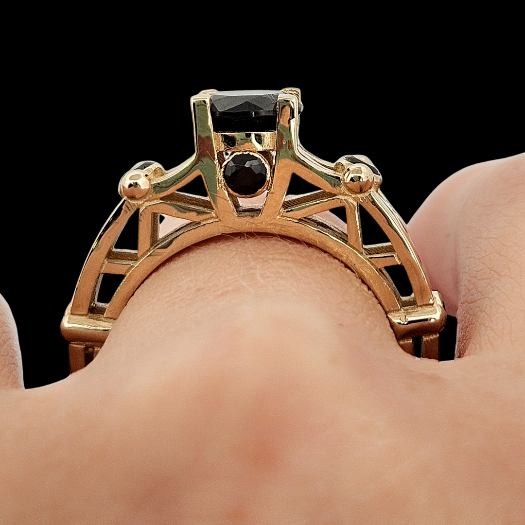 Collection of Victoria - Gold and Black Diamond Ring in a gallery layout