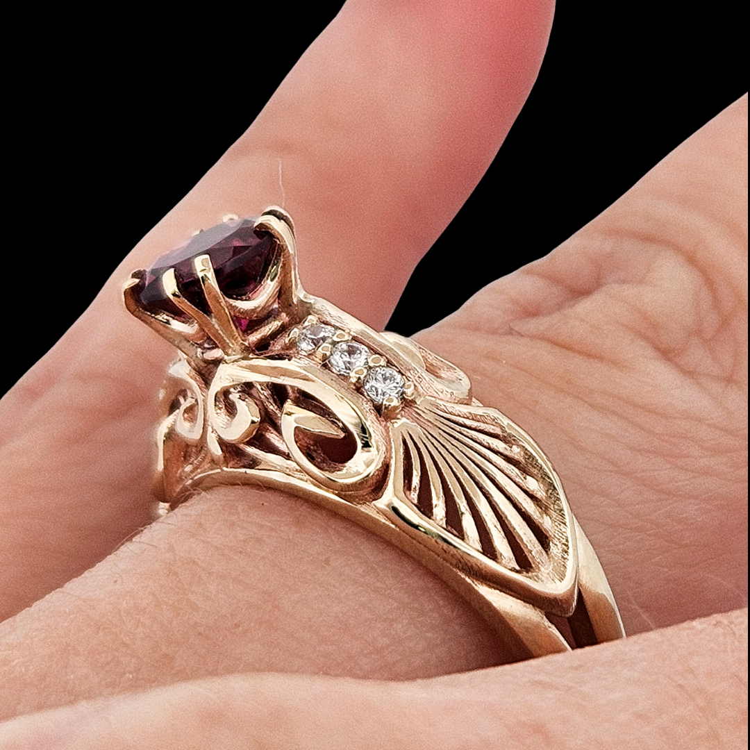 Collection of The Edwardian Ring - Gold, Diamonds and Garnet - Inchoo Bijoux in a gallery layout