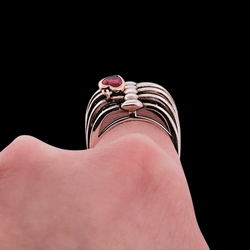 Rib Cage Ring Sterling Silver Ruby Heart in Gold – Inchoo Bijoux