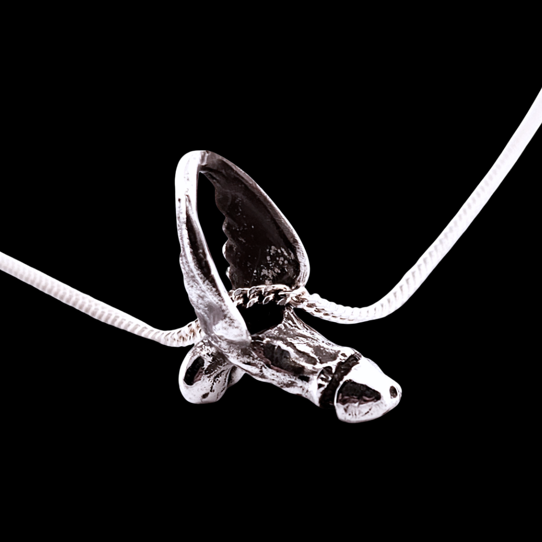 Collection of Winged Phallus Flying Dick Pendant Sterling Silver in a gallery layout