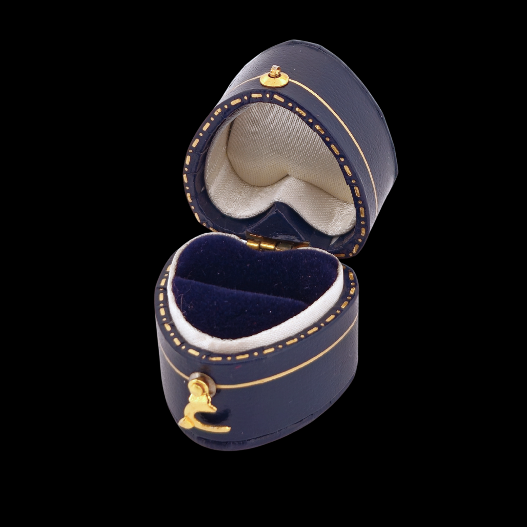 Collection of Vintage Style Engagement Ring Heart Box - Red or Blue in a gallery layout
