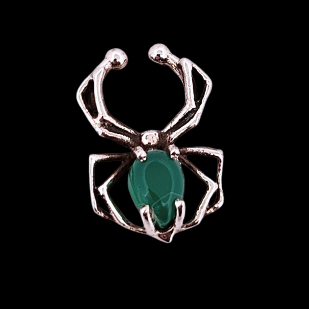 Collection of Piercing du septum en forme d'araignée en onyx vert in a gallery layout