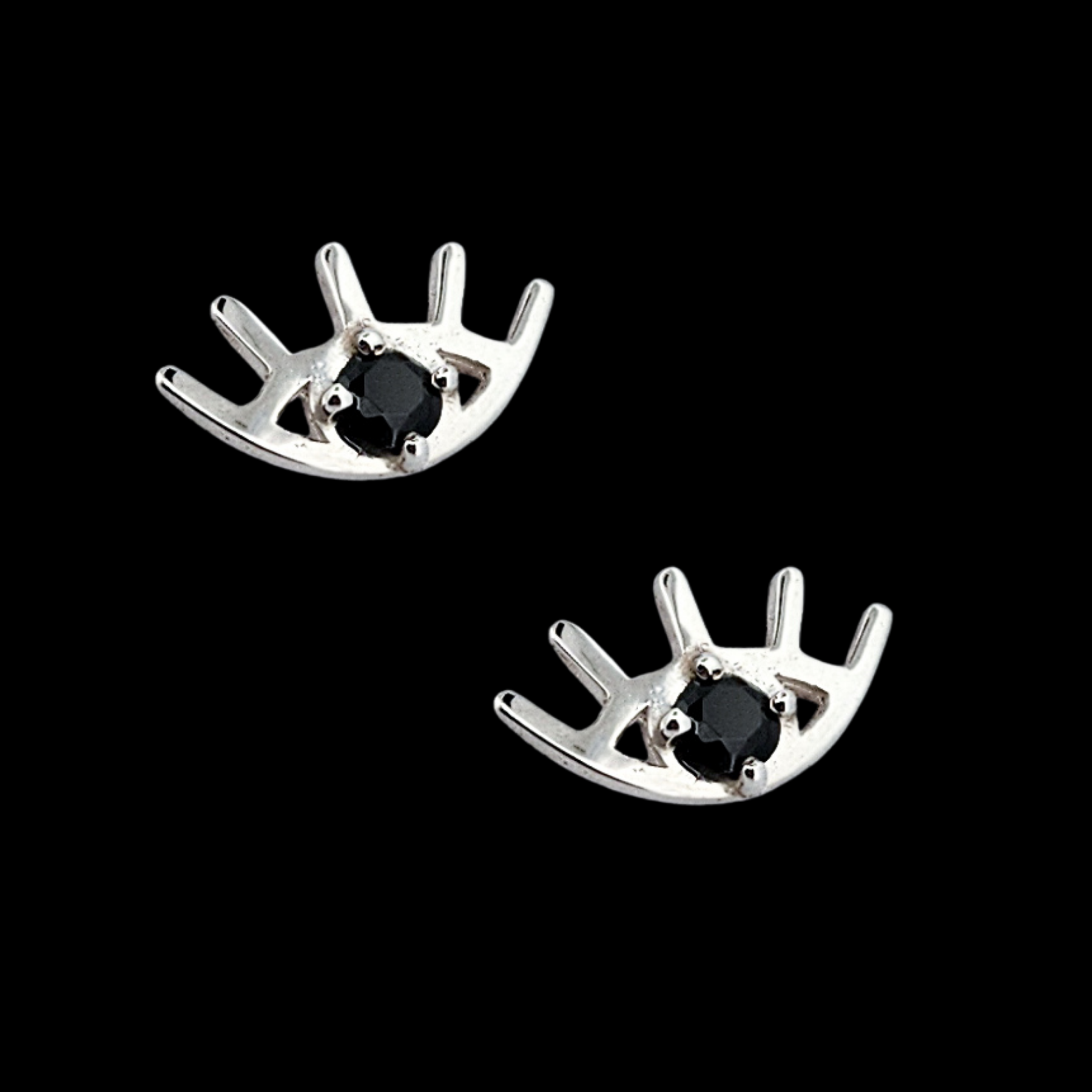 Collection of Black Onyx Evil Eye Stud Earrings - Inchoo Bijoux in a gallery layout