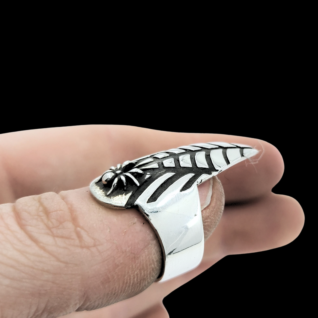 Collection of Spider and Web Stiletto Nail Claw Ring in a gallery layout