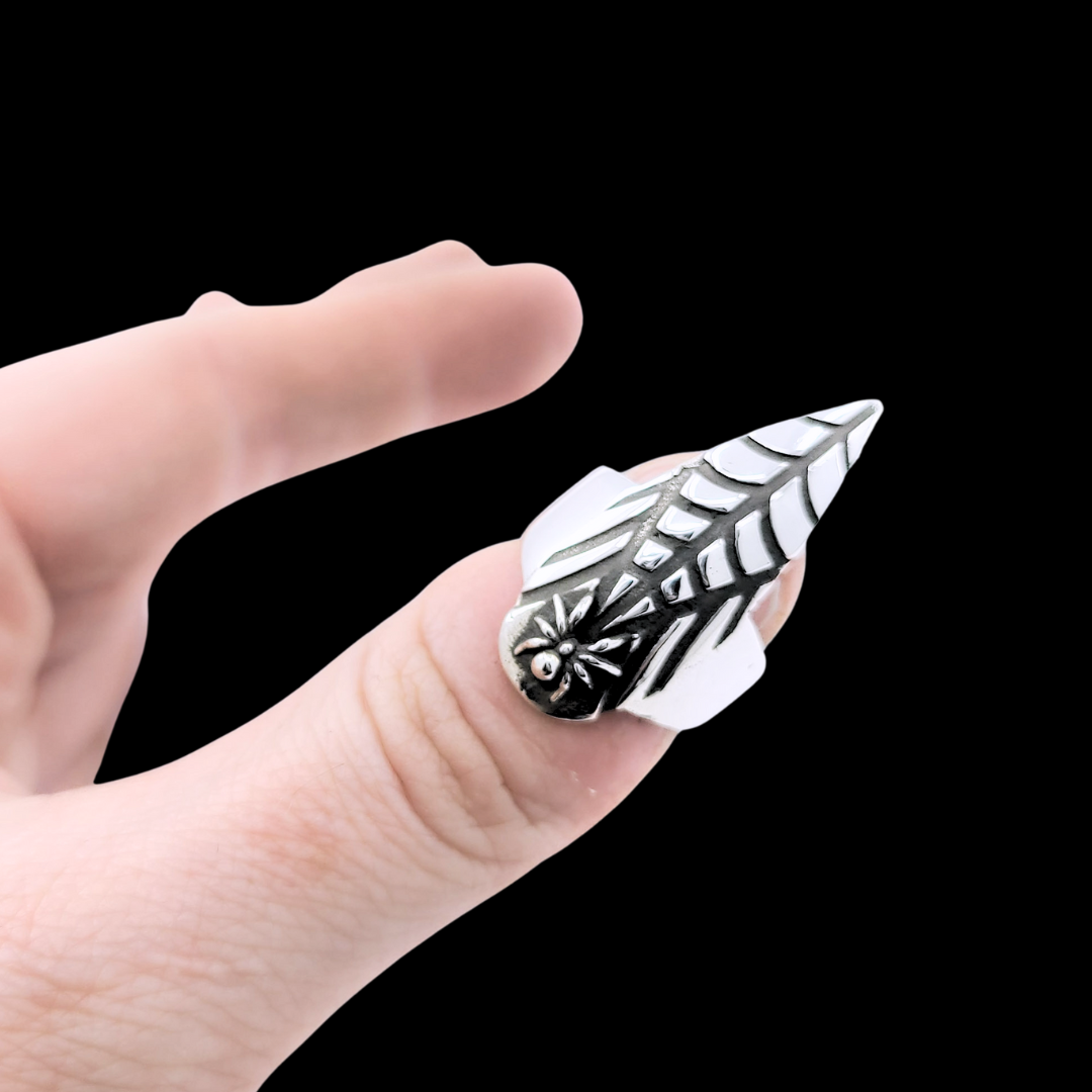 Collection of Spider and Web Stiletto Nail Claw Ring in a gallery layout
