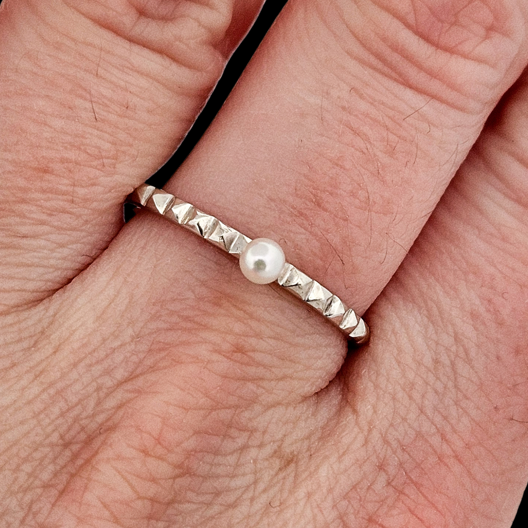 Collection of Thin Studded Pearl Ring Sterling Silver - Inchoo Bijoux in a gallery layout
