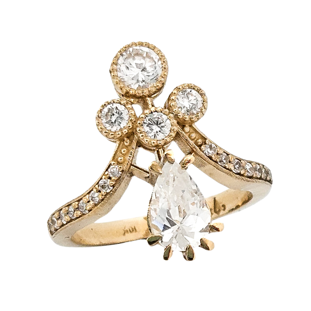 Collection of Antique Pear - Gold and Diamond Ring in a gallery layout